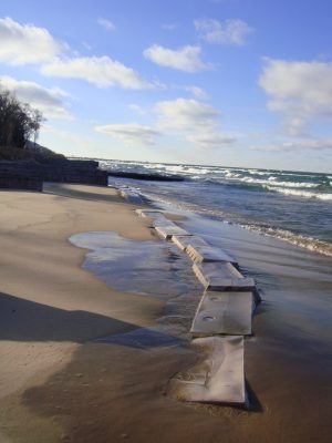 Sandsaver's nearing covered in Lake Michigan